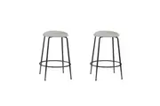 HomeStar Set Of 2 Lida Modern Fabric Kitchen Bar Stool W/ Black Metal Legs - Grey