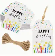 10 x Happy Birthday Gift Tags 8.5x5.4cm Kids Party Cards Seals Labels Presents