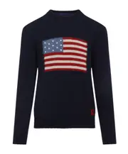 Ralph Lauren Purple Label Flag Intarsia Knit Jumper XL,M CLASSIC CHAIRMAN NAVY