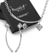 Boxed Sparkling Set Embellished with SWAROVSKI® Crystals In White Gold