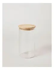 [The Cooks Collective] Round Glass Jar with Bamboo Lid 1.68L in Clear