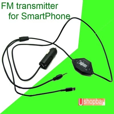 FM Radio Transmitter 3.5mm Jack Lighting USB Car Charger for iphone 5 6 (8 pin)