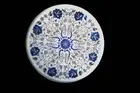 15" Marble Side Table Top handmade lapis inlay semi precious stones work Decor