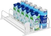 [Puricon] Drink Organizer for Fridge Pusher Glide, Spring Loaded Fridge Drink Dispenser, Self Pushing Soda Can Organizer for Refrigerator, Beer Bottle Beverage Organizer Drink Holder -3 Rows, White