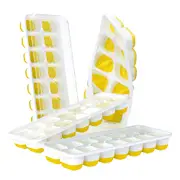 4 Pack Silicone & Flexible 14-Ice Cube Trays With Spill-Resistant Removable Lid