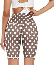 [FRODOTGV] White Dark Brown Polka Dot Butt Lifting Yoga Pants for Women Activewear Tummy Control Pants for Women High Waist