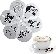 Halloween Series Cookies Stencil,Latte Espresso Fancy Coffee Tool Set Foam,Kitchen Craft Decorating Stencils Flower Heart Cake Mold Mould Birthday Party