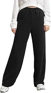 [SOLY HUX] Girl's High Elastic Waisted Tie Front Sweatpants Casual Pants Sweatpants with Pockets, Solid Black, 11 Years