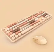 Mofii Wireless Keyboard and Mouse Combo (104 keys,Milk Tea) 2.4 G