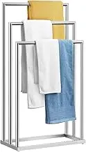 Maxkon Towel Rack Stand Stainless Steel 3 Tier Drying Shelf Free Standing Towel Holder Hanger Storage Bathroom Hanging Bars for Bathroom Restroom Kitchen Sliver