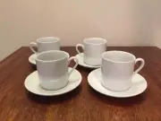 Benjamin & Medwin Inc. Espresso / Demitasse Cups and Saucers White Set of 4 NEW