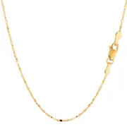 14k Yellow Gold Diamond Cut Bead Chain Necklace, 1.0mm