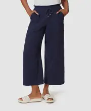 $79 Anne Klein Women's Blue Drawstring Waist Elena Wide Leg Pants Size M