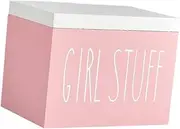 Leefasy Bathroom Storage Box for Tampons And Pads with Lid Wooden Organizer, Pink