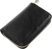 [Holibanna] Portable Leather Credit Card Holder Wallet Small Multifunctional Storage Purse Multiple Slots for Id and Cards Waxed Cowhide Design