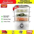 SUNBEAM 3-Tier Food Kitchen Steamer Machine Electric Steaming Fish Vegetable Egg