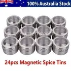 24PCS Kitchen Magnetic Spice Jars Pot Seasoning Herb Storages Stainless Steel