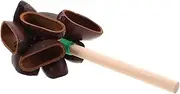 FOYTOKI Fruit Shell Hand Ring Musical Hand Percussion Instrument Handheld Rattle Rattle for Handheld Rattles Hand Rattle Wooden Light Brown