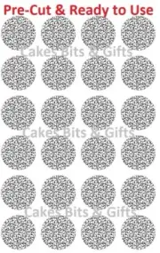 24x Black & White Swirl Pattern Edible Wafer Cupcake Toppers PRECUT Ready to Use