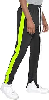 [Weiv Gear] Men’s Track Pants – Classic Slim Fit Side Stripe Drawstring Waist Ankle Zipper Active Workout Joggers Sweatpants