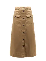 [Saint Laurent] Saint Laurent-Serge Cotton Midi Skirt-Donna 38