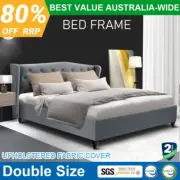 Artiss Bed Frame Double Mattress Base Wooden Platform Upholstered Fabric PIER