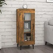 Smoked Oak Sideboard Cabinet for Kitchen Dining Room, Engineered Wood Storage Buffet Table with Metal Legs, Modern Furniture Cabinets, Shelves for Living Room