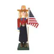 Santa's Workshop Cowgirl with American Flag Nutcracker Decoration 14 Inch