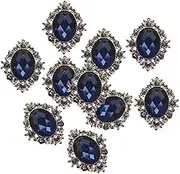 Dickly 10 Pieces Alloy Pearl Crystal Buttons Rhinestones Rhinestones Rhinestones, Navy Blue, 30x25mm