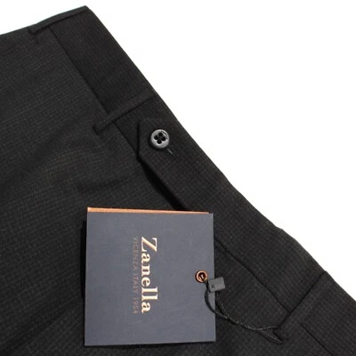 Zanella NWT Dress Pants Size 32 US Curtis In Gray Small Pattern 100% Wool