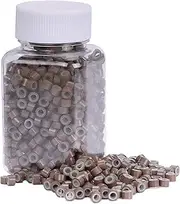 NIACONN 5mm Brown Silicone Lined Tinsel Extensions Beads, Microlink Rings I Tip Microbeads for Hair Extensions(1000Pcs/Bottle)