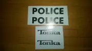 TONKA POLICE JEEP -regular size water slide decals,