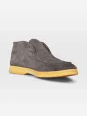 Grey Suede Open Walk Loafers