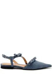 Ganni Bow-embellished Denim Flats - 37 (IT37 / UK4) 37 (IT37 / UK4)
