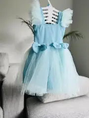 girl dresses size 5 Blue Tulle Net Dress Princess Flower Girl Dress Frozen