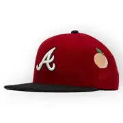 New Era Atlanta Braves Chain-Stitched Peach 1877 Patch 59FIFTY Hat Wool 7 1/2