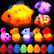 12Pcs Prefilled Easter Eggs with Floating Dinosaur Light-up Bath Toys, Lumino...