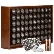 Wood Spice Rack Organizer 525 Unique Labels Countertop or Wall Mount Includes