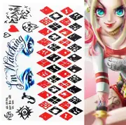 Harley Quinn Suicide Squad Joker Temporary Tattoos Costume Cosplay Fake Tattoo