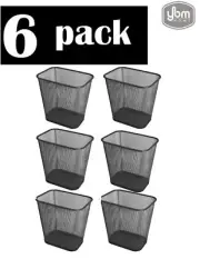 Ybm Home Steel Black Mesh Rectangular Open Top Waste Basket 3 Gallon 6 Pack