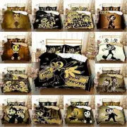 v4813 Bed Sheets Bendy And The Ink Machine Game Bedding Set 3PC Duvet Cover & Pillowcase Bed Sheets IU4813