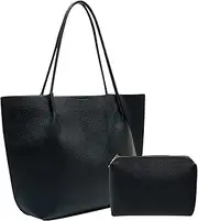 [Lizbin] Large Tote Bag for Women, Black, Women's Tote Handbags with Matching Wallet, Leather Purses and Handbags, Top Handle Ladies Shoulder Bags, Satchel Purse