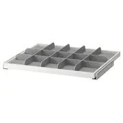 KOMPLEMENT pull-out tray with divider, white/light grey, 75x58 cm