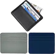 [BIVBWQU] Pack of 3 Credit Card Holder Wallet, Mini Wallet, Credit Card Case with RFID Protection, Small Slim Portable Card Pocket, PU Leather Slim Card Holder for Men and Women