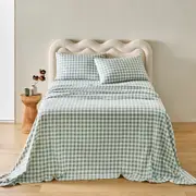 MyHouse Printed Flannelette Sheet Set - Sage Check - Double