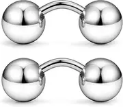 [Yaalozei] G23 Titanium 16G 14G 12G Big Piercing Balls PA Rings Piercing Jewelry Hypoallergenic Externally Threaded Curved Barbell VCH Piercing Jewelry Women Men 6mm 8mm 10mm Balls