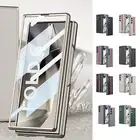 For Samsung Galaxy Z Fold 6 Plating Plain PU Leather Screen Protector Slim Case