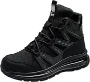 [JiuQing] Steel Toe Boots Lightweight Safety Industrial Boots Mens Air Cushion Work Sneaker Non-Slip Comfortable