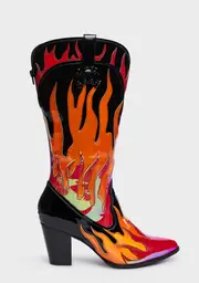 [Y.R.U.] Red Space Cowgirl Flame Boots