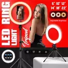 6 10 12 14 18 22 Inches Dimmable Led Ring Light Tripod Stand Selfie Live Stream